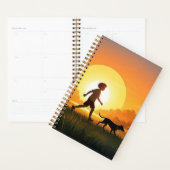 夕暮れ時に犬を連れた少年 プランナー手帳 (ディスプレー)