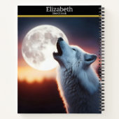 夕暮れ時に狼が光る月の下で吠える ノートブック (裏面)