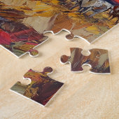 夕暮れ時に群れを点検する馬と乗り手 ジグソーパズル (側面)