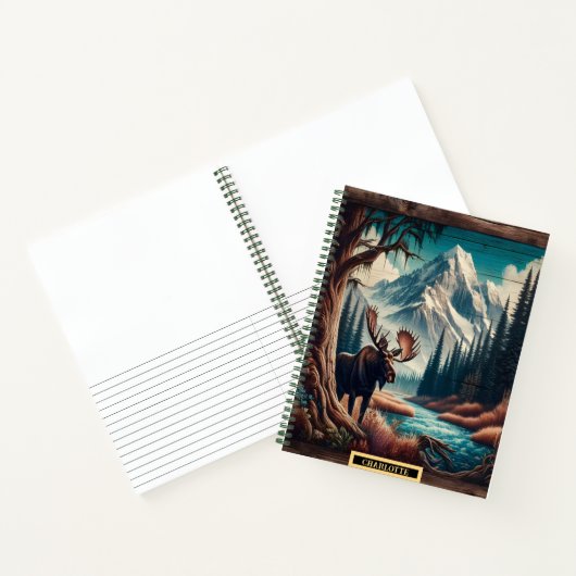 夕暮れ時に静かな川沿いにムース ノートブック (内部)