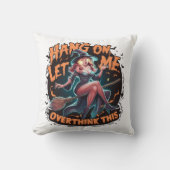 夕暮れ時に魔女が箒を照らして思案する クッション (正面)