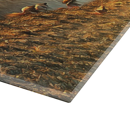 夕暮れ時のアヒルと木 カッティングボード (角)