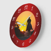 夕暮れ時のカウボーイ ラージ壁時計 (傾斜)