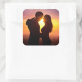 夕暮れ時のカップルのシルエット スクエアシール (バッグ)