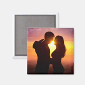 夕暮れ時のカップルのシルエット マグネット (正面/裏面)