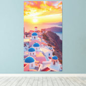 夕暮れ時のギリシャ キャンバスプリント (インサイチュ (ウッドフロア))