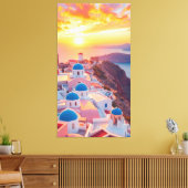 夕暮れ時のギリシャ キャンバスプリント (インサイチュ (リビング))