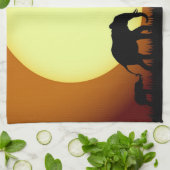 夕暮れ時のサファリゾウ キッチンタオル (折り畳み)