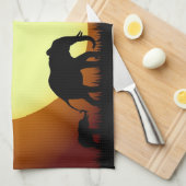 夕暮れ時のサファリゾウ キッチンタオル (四つ折り)