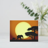 夕暮れ時のサファリゾウ ポストカード (スタンド正面)