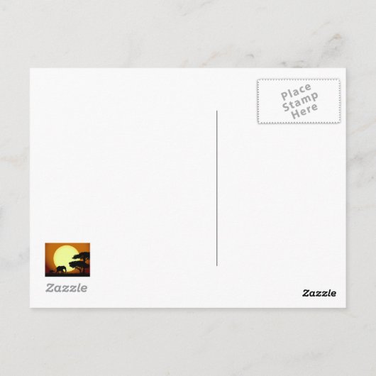 夕暮れ時のサファリゾウ ポストカード (裏面)