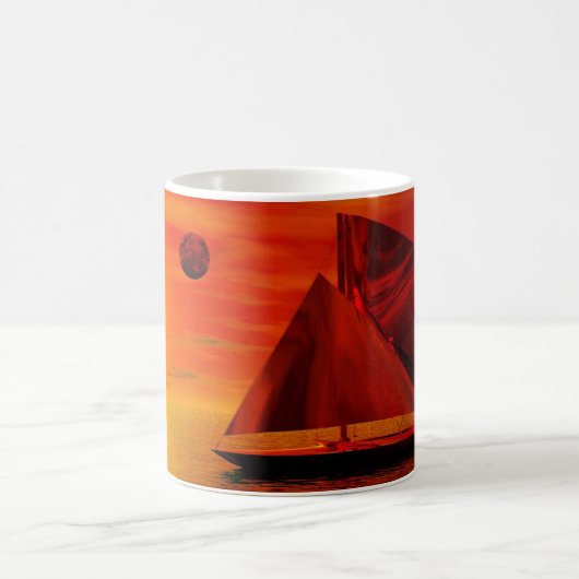 夕暮れ時のセーリング コーヒーマグカップ (中央)