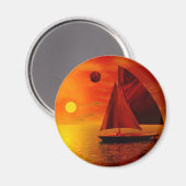 夕暮れ時のセーリング マグネット (正面/裏面)