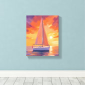 夕暮れ時のセーリング | 沿岸海絵を描ズ キャンバスプリント (インサイチュ (ウッドフロア))