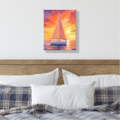 夕暮れ時のセーリング | 沿岸海絵を描ズ キャンバスプリント (インサイチュ (寝室))