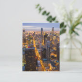 夕暮れ時のダウンタウン・シカゴのスカイライン ポストカード (スタンド正面)