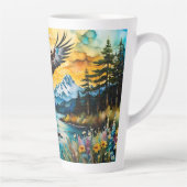 夕暮れ時のハゲのワシの川の野花 カフェラテマグ (右)