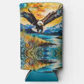 夕暮れ時のハゲのワシの川の野花 スリム缶クーラー (正面)