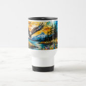 夕暮れ時のハゲのワシの川の野花 トラベルマグ (中央)