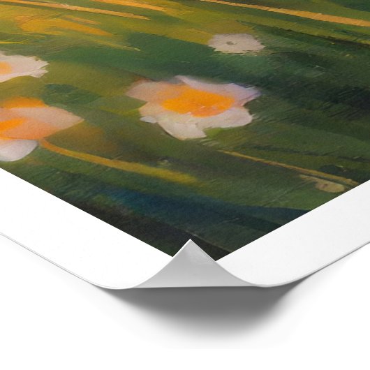 夕暮れ時のフィールドでのヨガ ポスター (角)