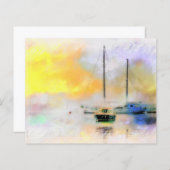 夕暮れ時のボート (正面/裏面)