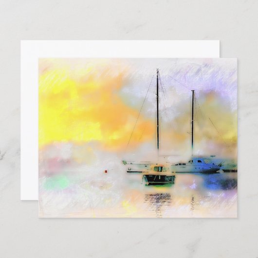 夕暮れ時のボート (正面/裏面)