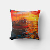 夕暮れ時のボート クッション (正面)