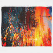 夕暮れ時のボート フリースブランケット (正面(横))