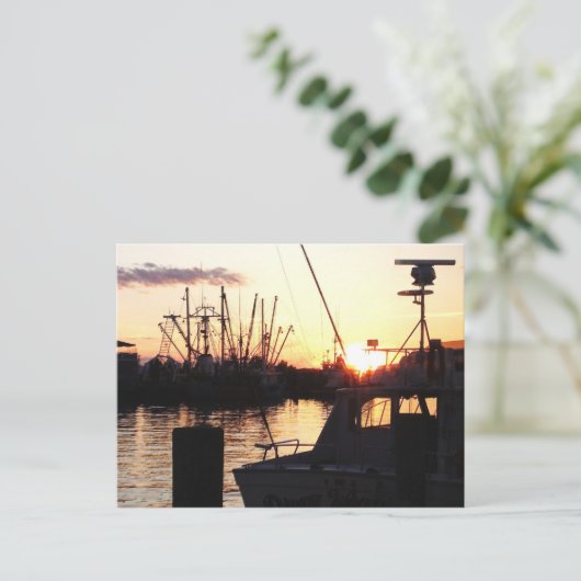 夕暮れ時のボート ポストカード (スタンド正面)