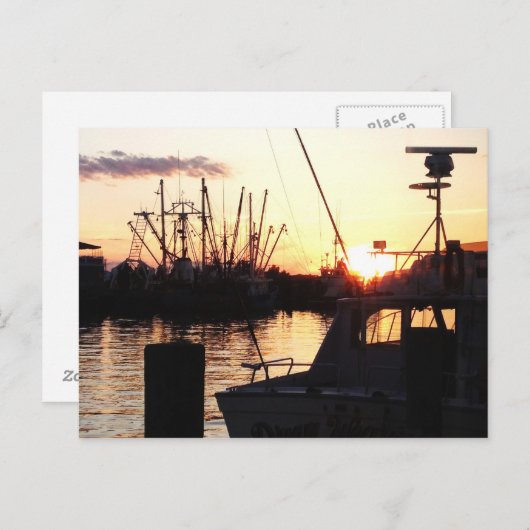 夕暮れ時のボート ポストカード (正面/裏面)