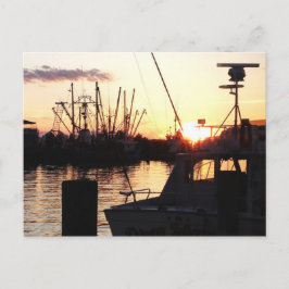 夕暮れ時のボート ポストカード