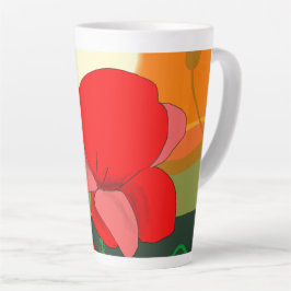 夕暮れ時のポピー草地 カフェラテマグ