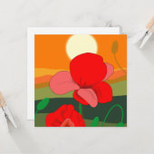 夕暮れ時のポピー草地 カード (正面/裏面インサイチュ)