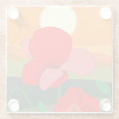 夕暮れ時のポピー草地 ガラスコースター (裏面)