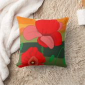 夕暮れ時のポピー草地 クッション (ブランケット)