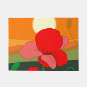 夕暮れ時のポピー草地 ドアマット (正面)