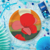 夕暮れ時のポピー草地 ペーパープレート (パーティー)