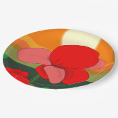 夕暮れ時のポピー草地 ペーパープレート (アングル)