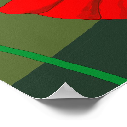 夕暮れ時のポピー草地 ポスター (角)