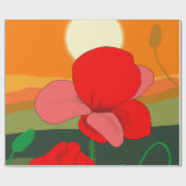 夕暮れ時のポピー草地 ラッピングペーパー (フラット)