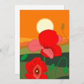 夕暮れ時のポピー草地 招待状 (正面/裏面)