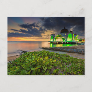 夕暮れ時のメラカ Masjid Selat ポストカード
