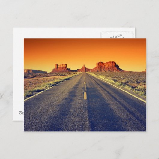 夕暮れ時のモニュメントバレーロード ポストカード (正面/裏面)