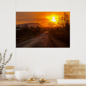 夕暮れ時のモーターバイク ポスター (キッチン)