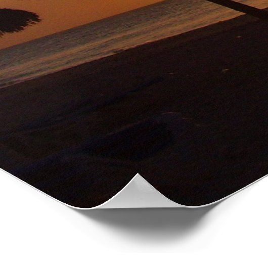 夕暮れ時のヤシの木 ポスター (角)