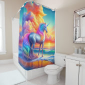 夕暮れ時のユニコーン シャワーカーテン (インサイチュ)