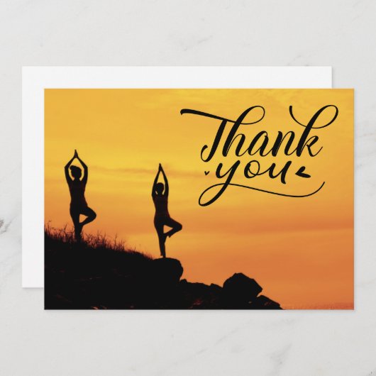 夕暮れ時のヨガの女性たち サンキューカード (正面/裏面)
