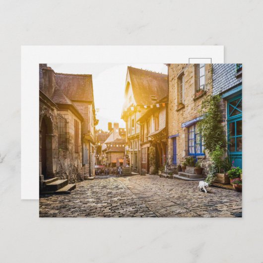 夕暮れ時のヨーロッパの旧市街 ポストカード (正面/裏面)