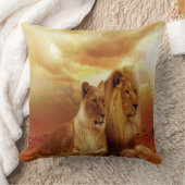 夕暮れ時のライオンのカップル クッション (ブランケット)