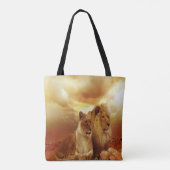 夕暮れ時のライオンのカップル トートバッグ (裏面)